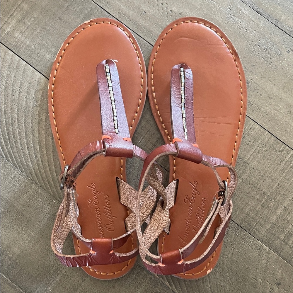 American Eagle Outfitters Tan Leather Sandals